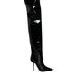 Dolce & Gabbana Black Patent Leather Knee High Boots Shoes