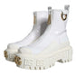 Dolce & Gabbana White Leather Rubber Logo Ankle Boots Shoes