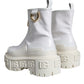 Dolce & Gabbana White Leather Rubber Logo Ankle Boots Shoes