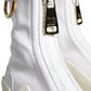 Dolce & Gabbana White Leather Rubber Logo Ankle Boots Shoes