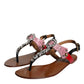 Dolce & Gabbana Multicolor Crystal Sandals Flip Flops Shoes