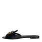 Dolce & Gabbana Black DG Amore Leather Slip On Flats Shoes