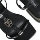 Dolce & Gabbana Black Leather Logo Ankle Strap Keira Sandals Shoes