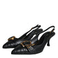 Dolce & Gabbana Black Devotion Leather Heels Slingback Shoes