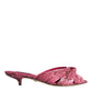 Dolce & Gabbana Pink Python Leather Kitten Heels Slides Shoes