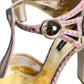 Dolce & Gabbana Pink Gold Leather Pumps T-strap Sandals Shoes