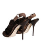 Dolce & Gabbana Brown Satin Slingback Heels Sandals Shoes