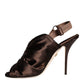 Dolce & Gabbana Brown Satin Slingback Heels Sandals Shoes