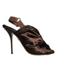 Dolce & Gabbana Brown Satin Slingback Heels Sandals Shoes