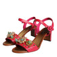 Dolce & Gabbana Fuchsia Leather Embellished Keira Sandals Shoes