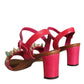 Dolce & Gabbana Fuchsia Leather Embellished Keira Sandals Shoes