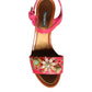 Dolce & Gabbana Fuchsia Leather Embellished Keira Sandals Shoes