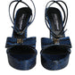 Dolce & Gabbana Blue Leather Ankle Strap Heels Sandals Shoes