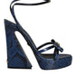 Dolce & Gabbana Blue Leather Ankle Strap Heels Sandals Shoes