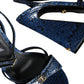 Dolce & Gabbana Blue Leather Ankle Strap Heels Sandals Shoes