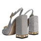 Dolce & Gabbana Silver Crystal Slingback Heels Sandals Shoes