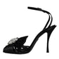 Dolce & Gabbana Black Crystal Ankle Strap Sandals Shoes