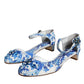 Dolce & Gabbana White Blue Majolica Print Ankle Strap Sandals Shoes