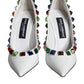 Dolce & Gabbana White Crystals Leather High Heels Pumps Shoes