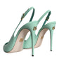 Dolce & Gabbana Mint Green Leather Heels Slingback Pumps Shoes