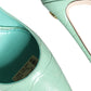 Dolce & Gabbana Mint Green Leather Heels Slingback Pumps Shoes