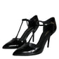 Dolce & Gabbana Black Patent Leather T-strap Heels Pumps Shoes