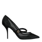 Dolce & Gabbana Black Mesh Mary Jane Crystal Heel Pumps Shoes