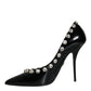 Dolce & Gabbana Black Crystals Leather High Heels Pumps Shoes