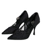 Dolce & Gabbana Black Mary Jane Pumps Lace Crystals Heels Shoes