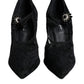 Dolce & Gabbana Black Mary Jane Pumps Lace Crystals Heels Shoes