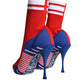 Dolce & Gabbana Red Blue Stretch Sock Style Ankle Boots Logo Shoes