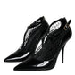 Dolce & Gabbana Black Mesh Patent Leather Heels Pumps Shoes