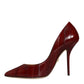 Dolce & Gabbana Dark Red Leather High Heels Pumps Shoes