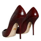 Dolce & Gabbana Dark Red Leather High Heels Pumps Shoes