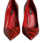 Dolce & Gabbana Red Leather Stiletto High Heels Pumps Shoes