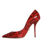 Dolce & Gabbana Red Leather Stiletto High Heels Pumps Shoes