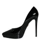 Dolce & Gabbana Black Leather Platform Heels Pumps Shoes