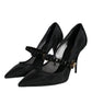 Dolce & Gabbana Black Mesh Mary Jane Crystal Heel Pumps Shoes