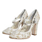 Dolce & Gabbana White Lace Crystals Heels Sandals Shoes