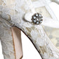 Dolce & Gabbana White Lace Crystals Heels Sandals Shoes