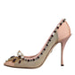 Dolce & Gabbana Nude Embellished Mesh Heels Pumps Shoes