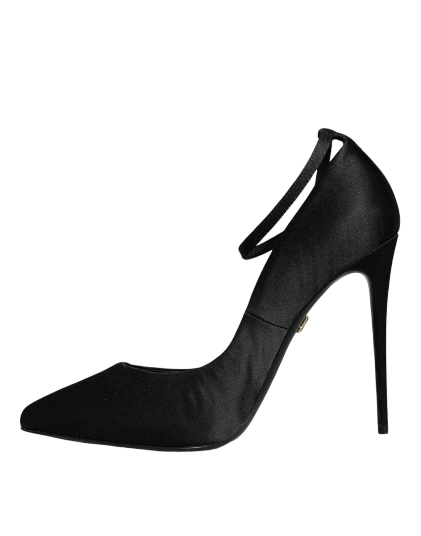 Dolce & Gabbana Black Satin Ankle Strap Heels Pumps Shoes