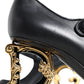 Dolce & Gabbana Black Leather Logo Heels Mary Janes Pumps Shoes