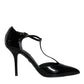 Dolce & Gabbana Black Patent Leather T-strap Heels Pumps Shoes