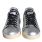 Dolce & Gabbana Silver Portofino Calf Leather Sneakers Shoes