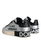 Dolce & Gabbana Silver Portofino Calf Leather Sneakers Shoes