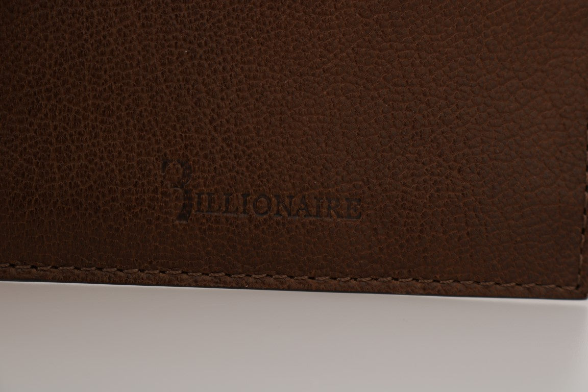 Billionaire Italian Couture Elegant Leather Men's Wallet in Brown