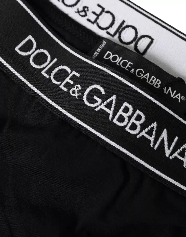 Dolce & Gabbana Black Modal Stretch Branded Logo Underwear