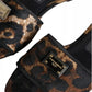 Dolce & Gabbana Brown Leopard Logo Slides Flats Sandals Shoes