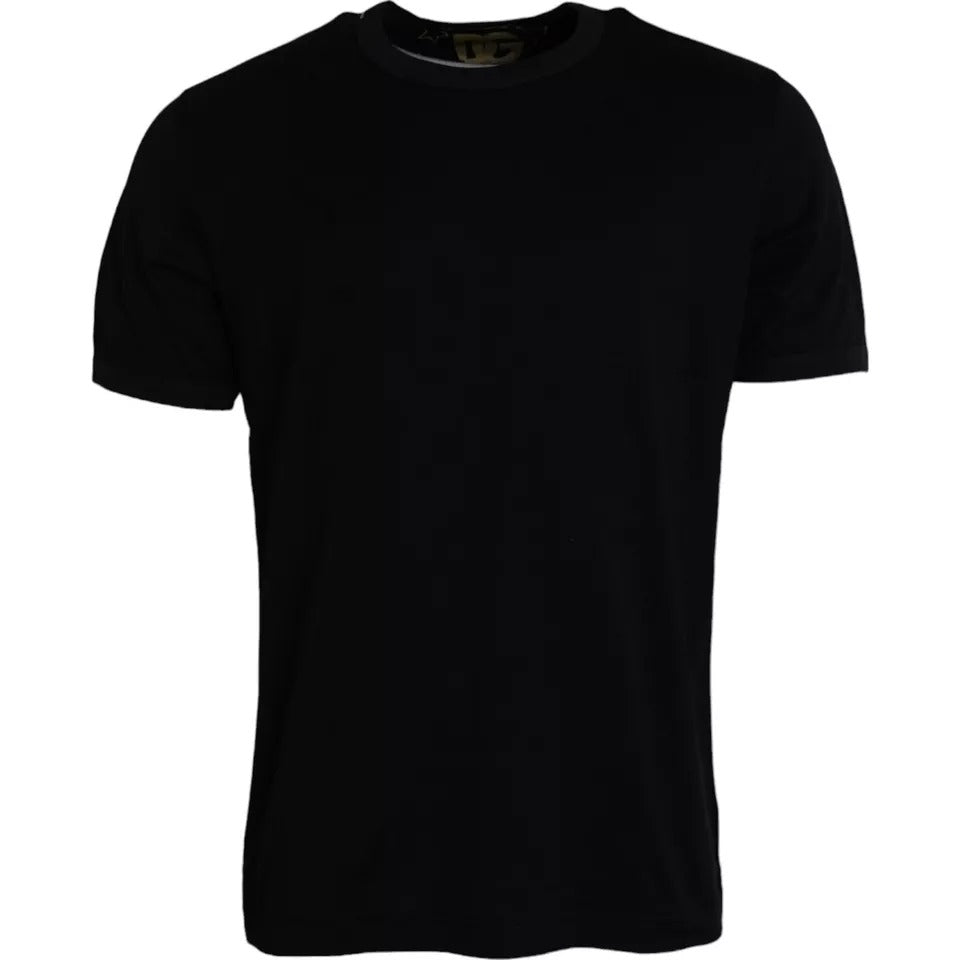 Dolce & Gabbana Black Cotton Round Neck Short Sleeves Men T-shirt